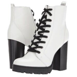 Steve Madden heeled platform combat boots, Size 8
